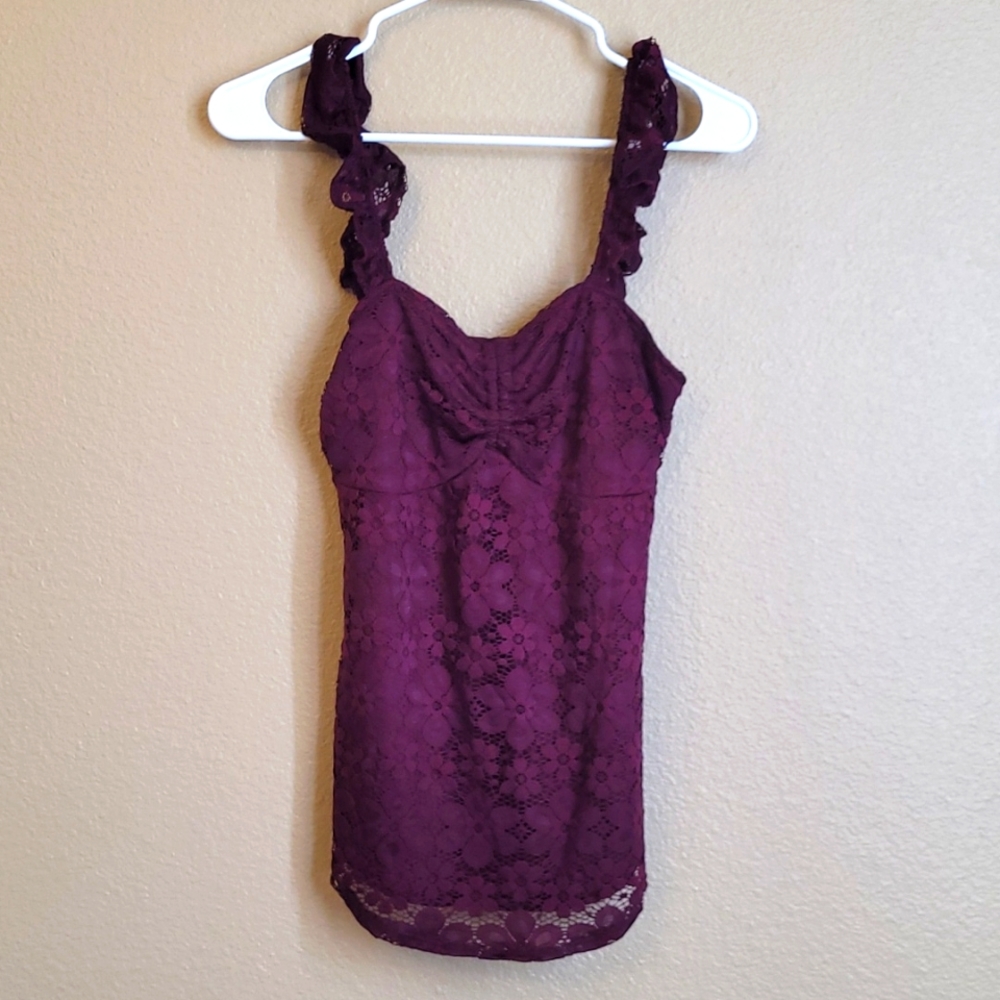 Wine Red Lace Top